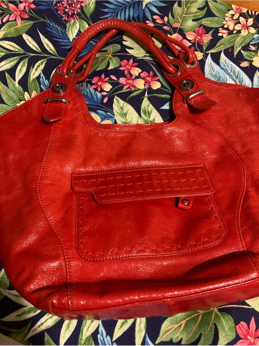 Donald J. Pliner Red Leather Shoulder Bag